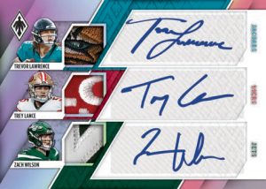 Triple Patch Autographs, Trevor Lawrence, Trey Lance, Zach Wilson