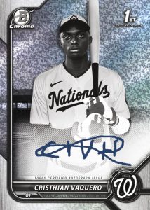 Black & White Mini-Diamond Chrome Prospect Autograph, Cristhian Vaquero