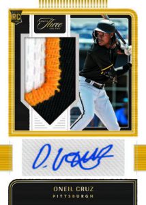 2022 Panini Three and Two Baseball- ROOKIE JERSEY AUTOGRAPHS HOLO GOLD, Oneil Cruz