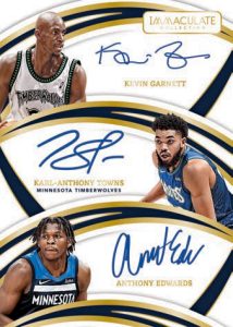 TRIPLE AUTOGRAPHS, Kevin Garnett, Karl-Anthony Towns, Anthony Edwards