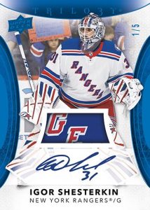 2022-23 Upper Deck Trilogy Hockey - VETERANS Patch Auto Parallel, Igor Shesterkin