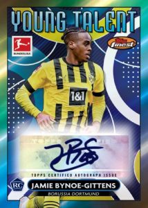 2022 23 Topps Finest Bundesliga Soccer Young Talents –Gold Refractor Parallel Jamie Bynoe Gittens