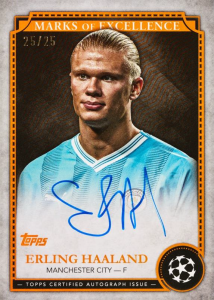 Erling Haaland Marks of Excellence Autograph Card – 2024-25 Topps Finest UEFA Club Competitions Soccer