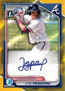 Jose Perdomo Gold Prospect Chrome Autograph Card – 2024 Bowman Chrome Baseball