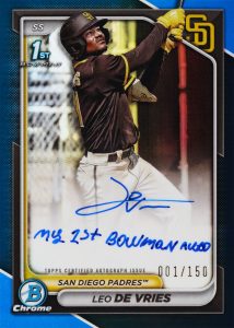 Leo De Vries Blue Prospect Chrome Autograph Card – 2024 Bowman Chrome Baseball