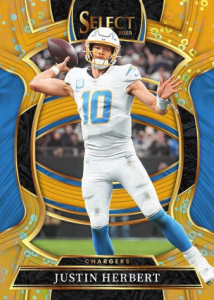 Justin Herbert Base Concourse Gold Disco Prizm - 2025 Panini Select Football