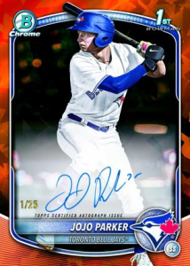 JoJo Parker Orange Autographs - 2025 Bowman Draft Baseball Sapphire Edition