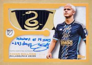 Cavan Sullivan Rookie Arrival Autograph Patch Gold - 2025 Topps MLS Chrome Soccer