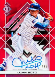 Juan Soto Red Autograph - 2025 Topps Transcendent Collection Baseball