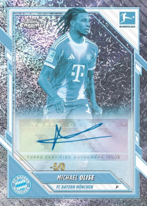 Michael Olise Base Autograph FrozenFractor - 2025-26 Topps Chrome Bundesliga Soccer