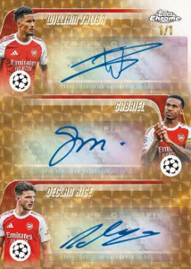 William Saliba Gabriel Declan Rice SuperFractor - 2025-26 Topps Chrome UEFA Club Competitions Soccer
