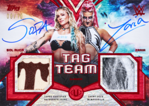 Sol Ruca Zaria Tag Team Relic Autograph Card – 2026 Topps Universe WWE Hobby Box 6 Box Half Case Break #1 Drafted Letters