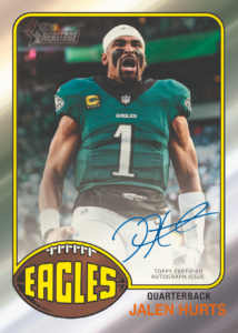 Jalen Hurts Base Card Chrome Autograph Variation Card – 2026 Topps Heritage Football Hobby Box 12 Box Case Break #1 Teams