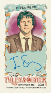 Jesse Eisenberg Mini Autographs - 2026 Topps Allen & Ginter Baseball