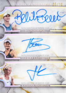 Belinda Bencic, Barbora Krejcikova, and Katerina Siniakova Triple Autographs Card –