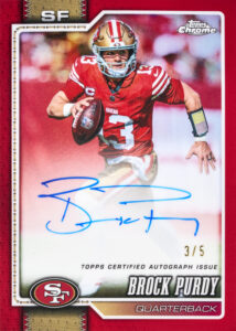 Brock Purdy Base Variation Auto Red Refractor Card –
