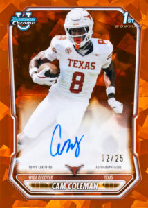 Cam Coleman Chrome Prospect Autographs Sapphire Edition Card –