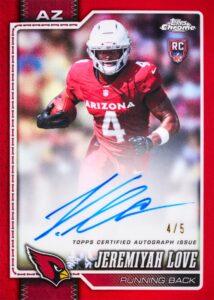 Jeremiyah Love Red Rookie Autograph Card –