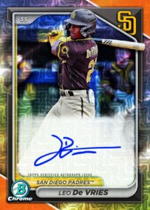 Leo De Vries Mega Chrome Prospect Autograph Mojo Refractor Card –