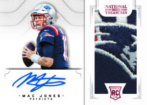 Mac Jones Crossover Rookie Patch Autograph Brand Logo Red Card –