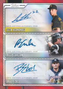 Seth Hernandez, Billy Carlson, and Brady Ebel Pro Debut Triple Autographs Card –